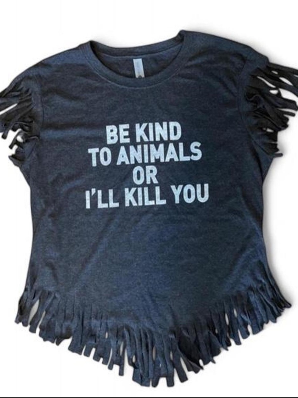 Next Level Apparel- cropped fringe Tee
